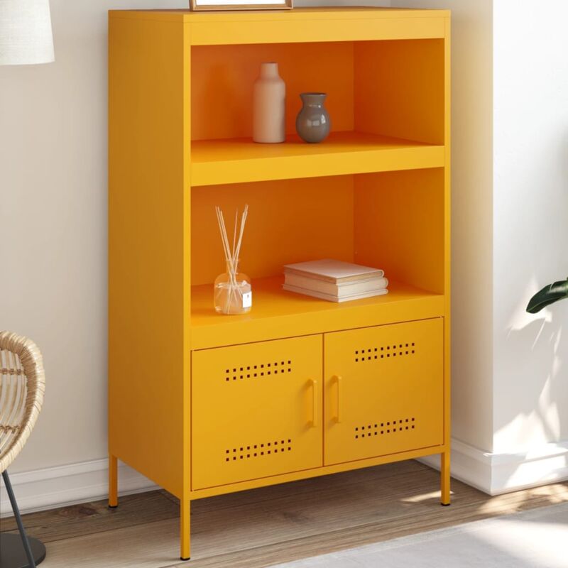 foto del prodotto credenza giallo senape 68x39x113 cm in acciaio vidaxl
