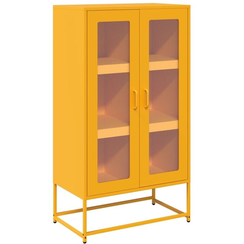 foto del prodotto credenza giallo senape 68x39x123 cm in acciaio vidaxl