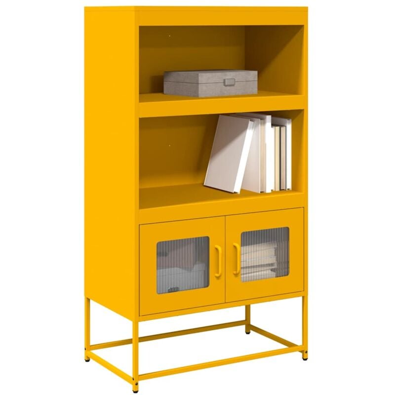 foto del prodotto credenza giallo senape 68x39x123 cm in acciaio vidaxl