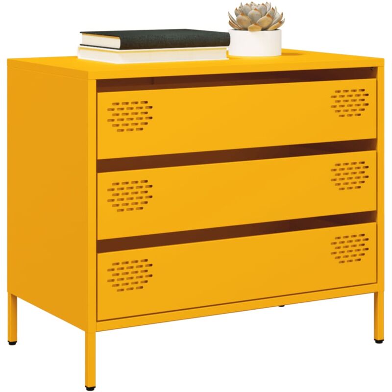 foto del prodotto credenza giallo senape 68x39x58,5 cm acciaio laminato a freddo vidaxl