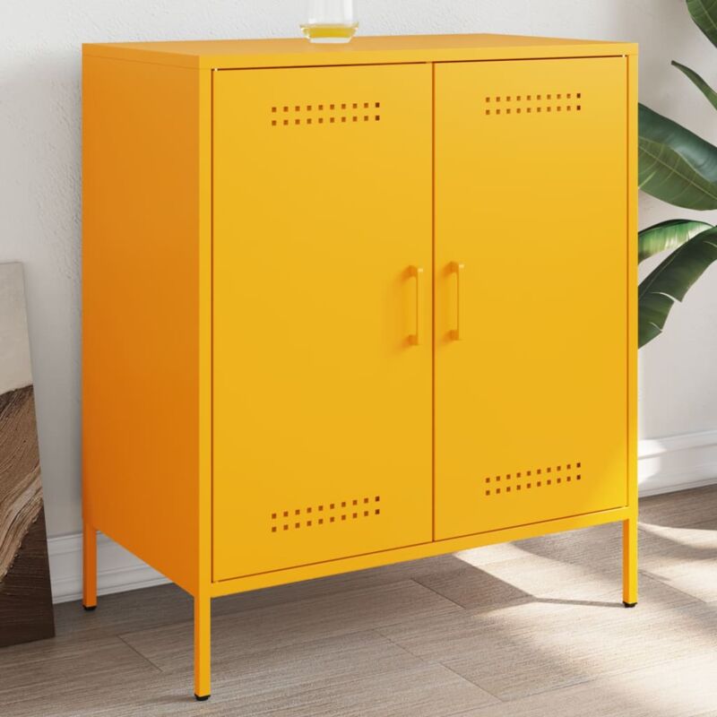 foto del prodotto credenza giallo senape 68x39x79 cm in acciaio vidaxl