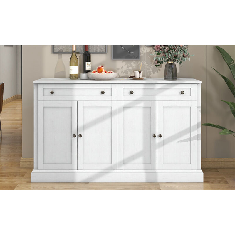 foto del prodotto credenza grande con 4 ante e 2 cassetti, credenza moderna per sala da pranzo e soggiorno, 150 x 40 x 86 cm l l a bianco antico 