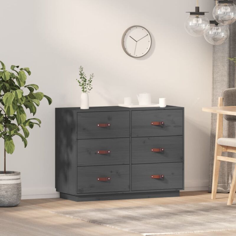 foto del prodotto credenza grigia 100x40x75 cm in legno massello di pino vidaxl
