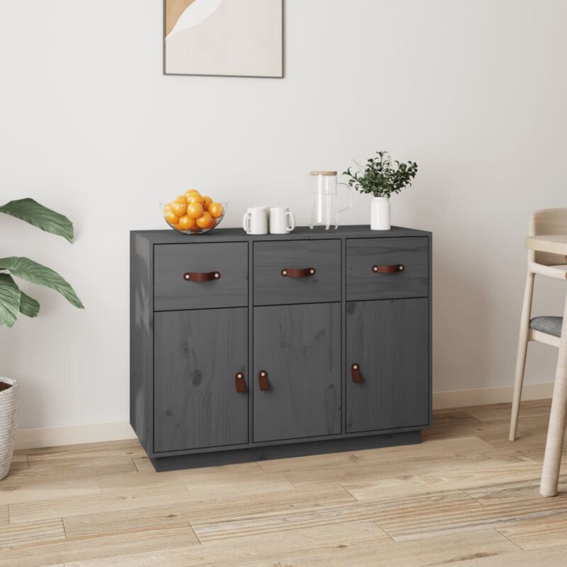 foto del prodotto credenza grigia 100x40x75 cm in legno massello di pino vidaxl