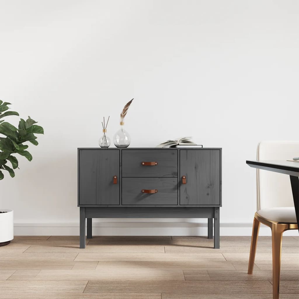 foto del prodotto credenza grigia 110x40x78 cm in legno massello di pino
