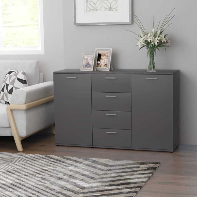 foto del prodotto credenza grigia 120x35,5x75 cm in legno multistrato vidaxl