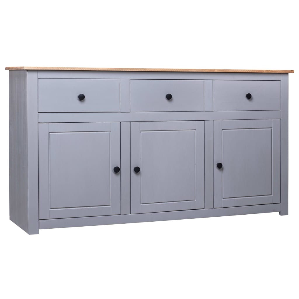 foto del prodotto credenza grigia 135x40x80 cm in legno massello di pino panama