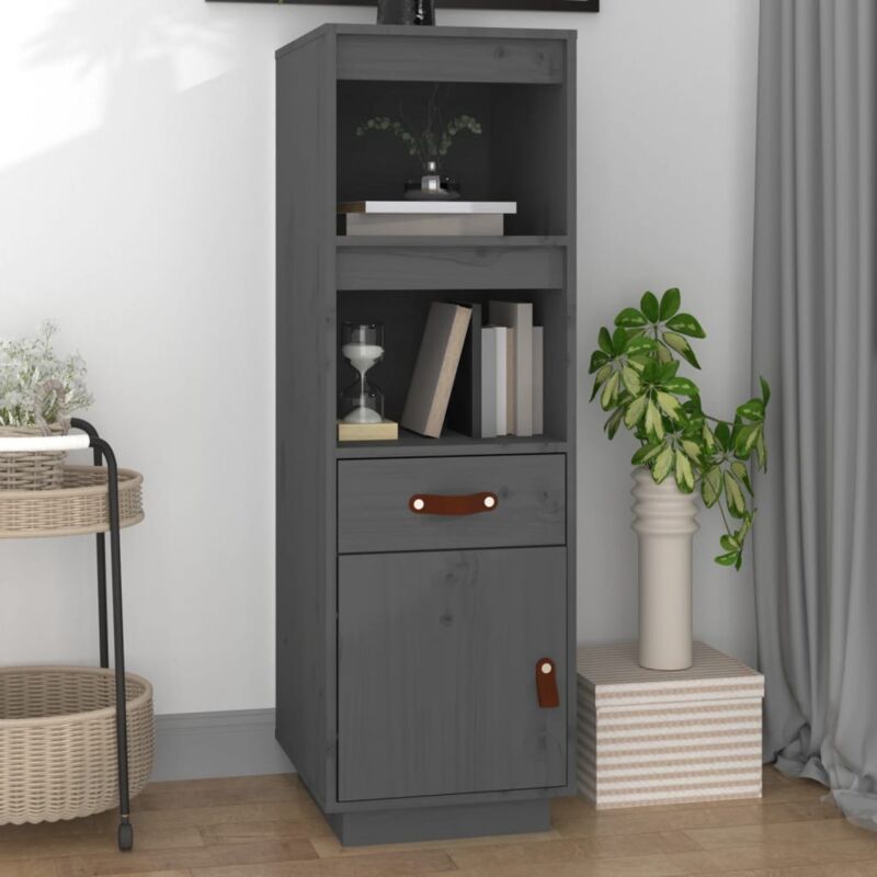 foto del prodotto credenza grigia 34x40x108,5 cm in legno massello di pino vidaxl