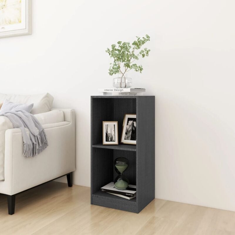 foto del prodotto credenza grigia 35,5x33,5x76 cm in legno massello di pino vidaxl