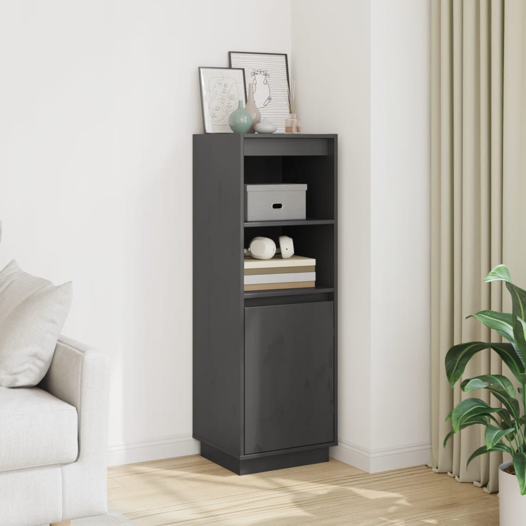 foto del prodotto credenza grigia 37x34x110 cm in legno massello di pino cod mxl 16662