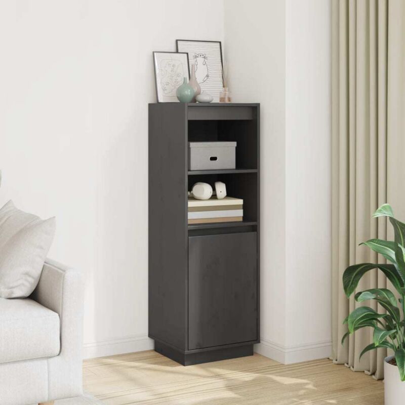 foto del prodotto credenza grigia 37x34x110 cm in legno massello di pino vidaxl