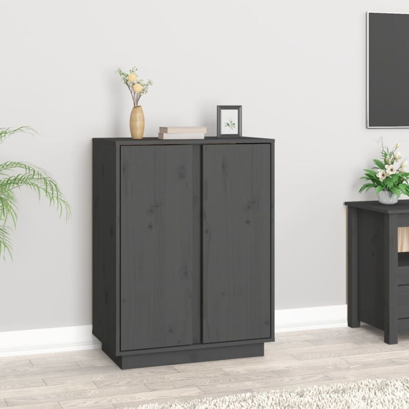 foto del prodotto credenza grigia 60x35x80 cm in legno massello di pino vidaxl