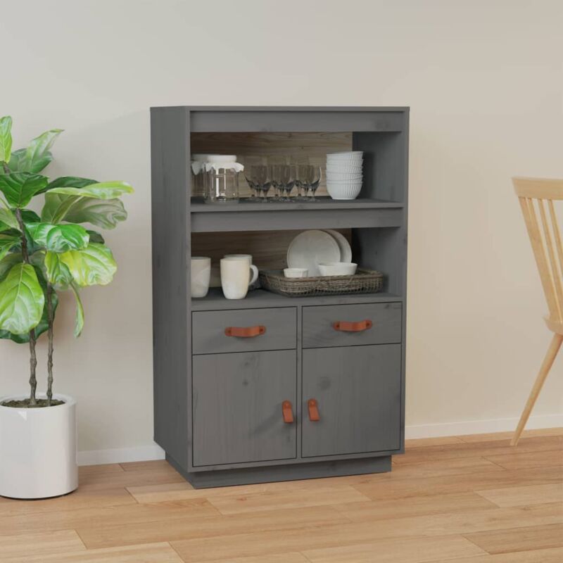 foto del prodotto credenza grigia 67x40x108,5 cm in legno massello di pino cod mxl 26037