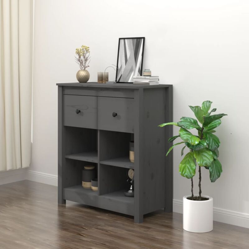 foto del prodotto credenza grigia 70x35x80 cm in legno massello di pino vidaxl
