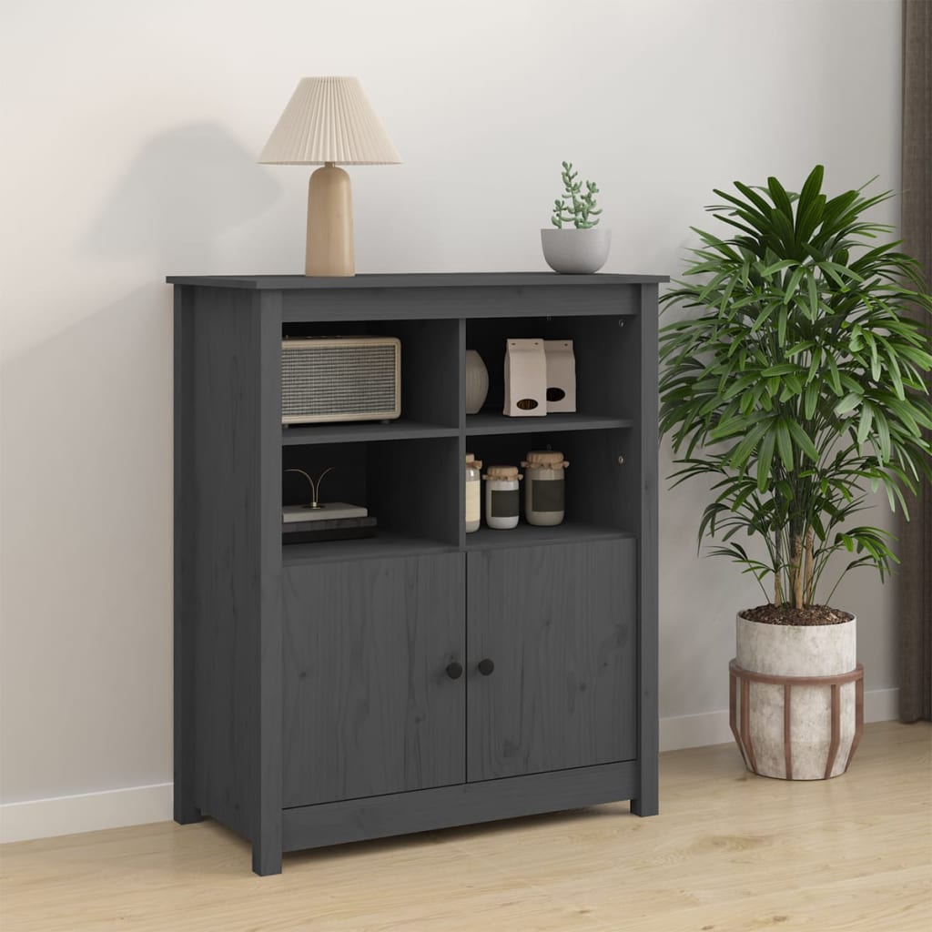 foto del prodotto credenza grigia 83x41,5x100 cm in legno massello di pino cod mxl 25767