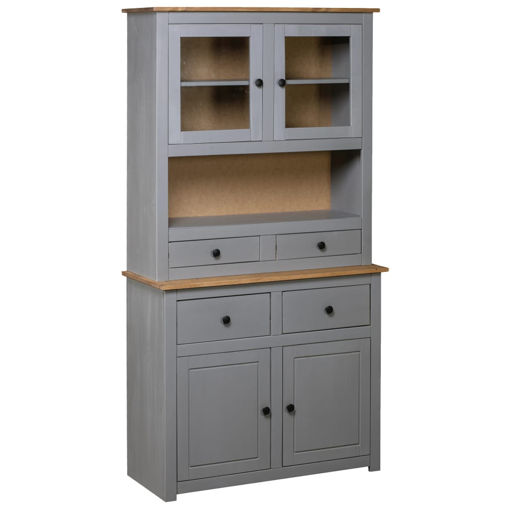 foto del prodotto credenza grigia 93x40,5x180 cm in legno massello di pino panama cod mxl 47916