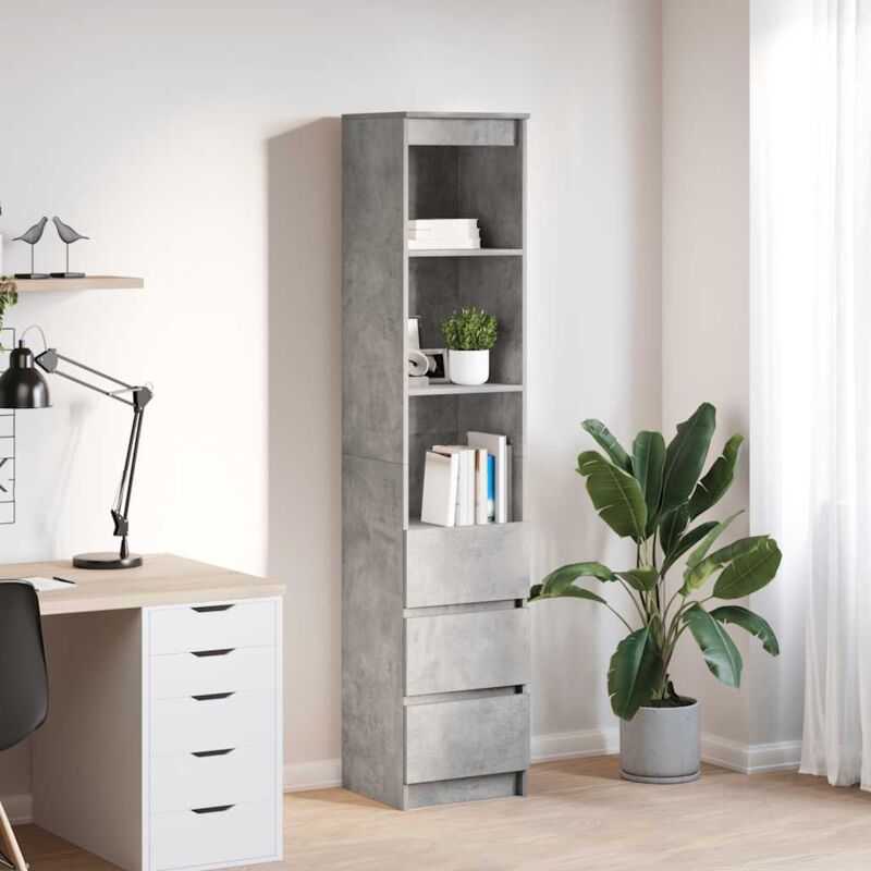 foto del prodotto credenza grigio cemento 37,5x35x180 cm in legno multistrato vidaxl