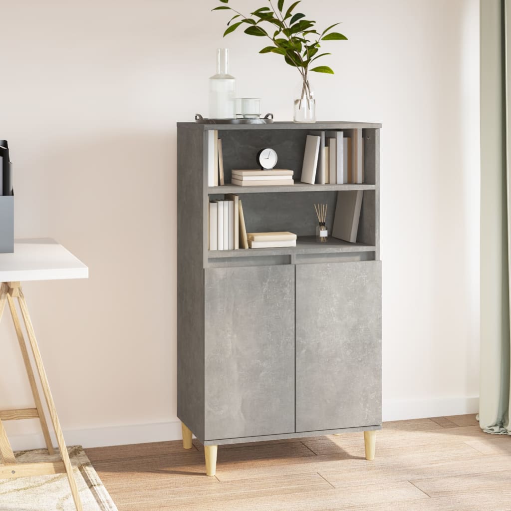 foto del prodotto credenza grigio cemento 60x36x110 cm in legno multistrato