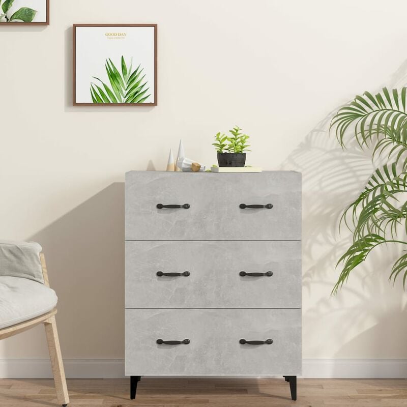 foto del prodotto credenza grigio cemento 69,5x34x90 cm in legno multistrato cod mxl 12944