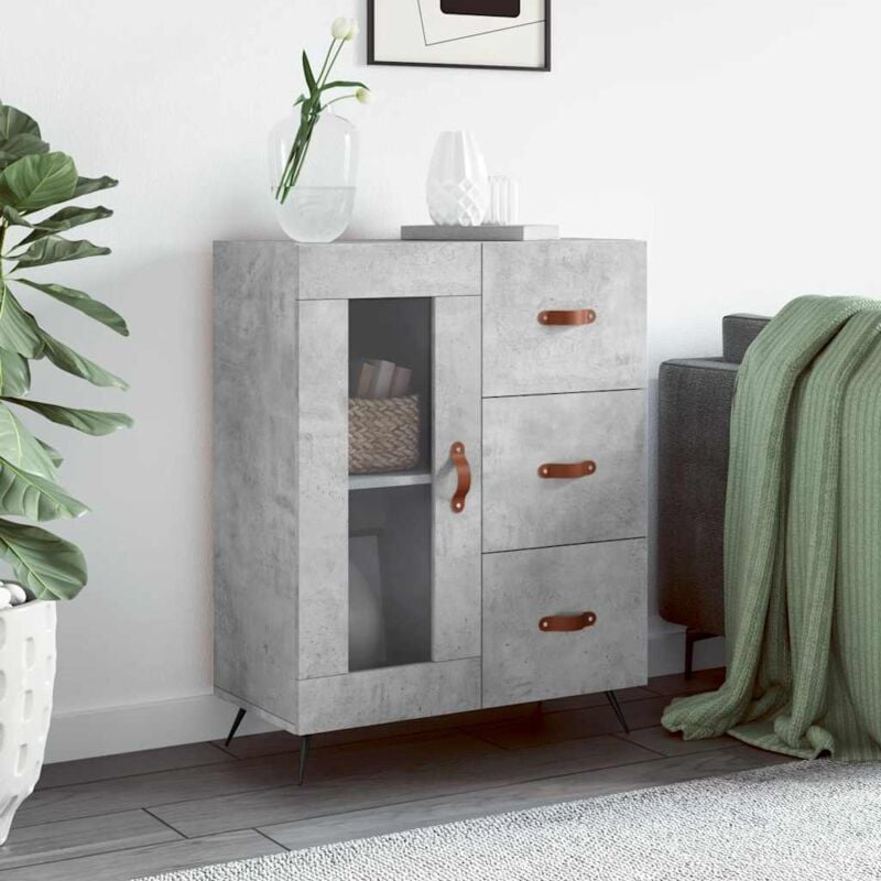 foto del prodotto credenza grigio cemento 69,5x34x90 cm in legno multistrato vidaxl