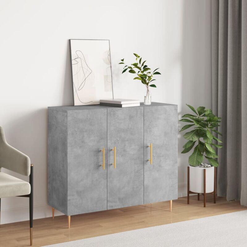 foto del prodotto credenza grigio cemento 90x34x80 cm in legno multistrato vidaxl