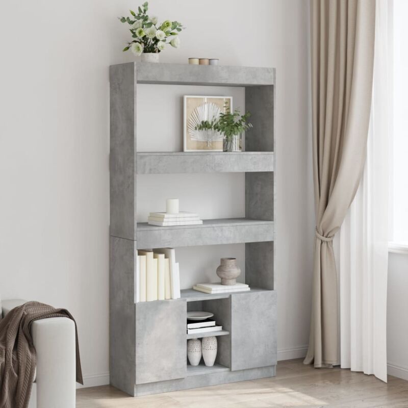 foto del prodotto credenza grigio cemento 92x33x180 cm in legno multistrato vidaxl