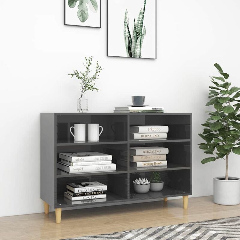 foto del prodotto credenza grigio lucido 103,5x35x70 cm in legno multistrato vidaxl