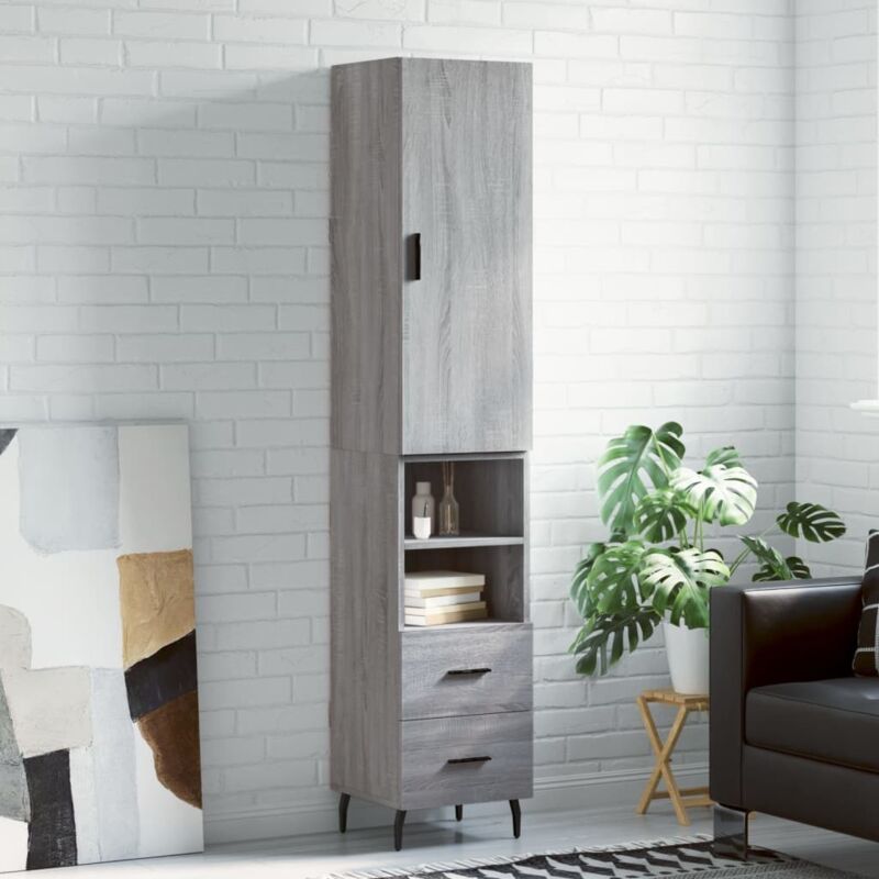 foto del prodotto credenza grigio sonoma 34,5x34x180 cm in legno multistrato vidaxl