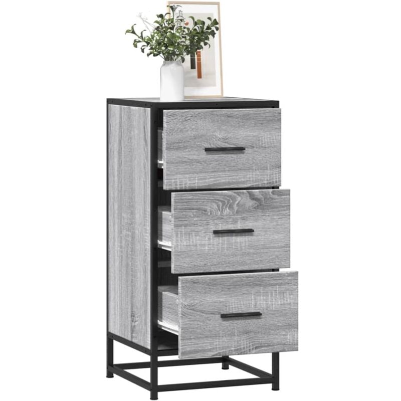 foto del prodotto credenza grigio sonoma 35,5x35x76 cm in truciolato e metallo vidaxl