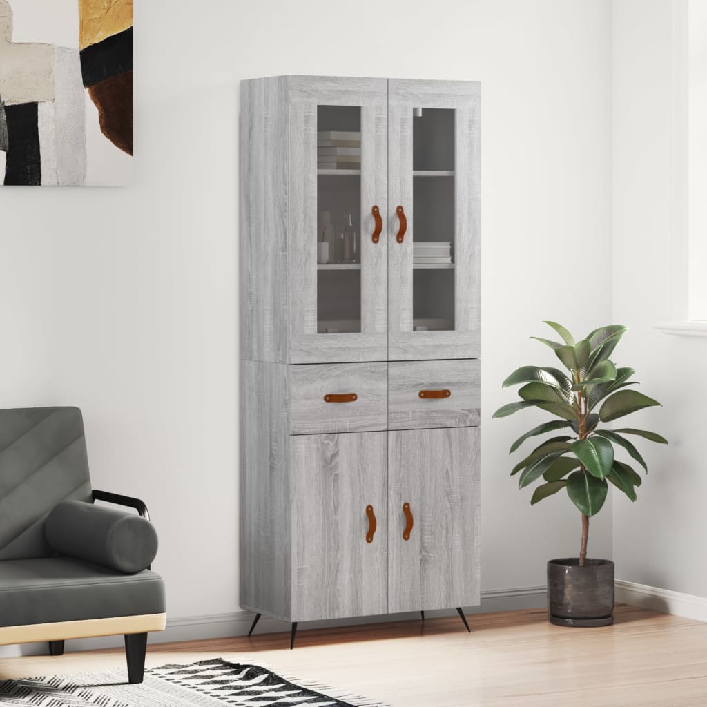 foto del prodotto credenza grigio sonoma 69,5x34x180 cm in legno multistrato