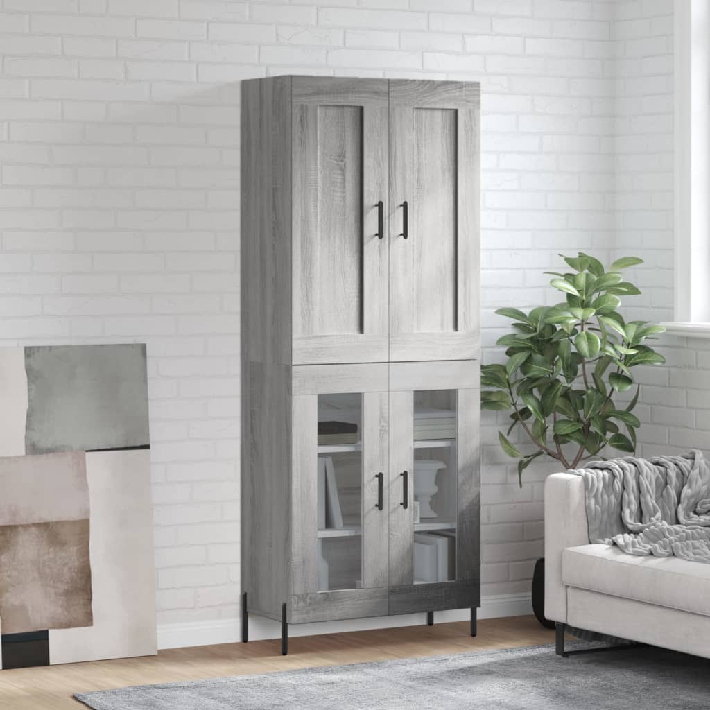 foto del prodotto credenza grigio sonoma 69,5x34x180 cm in legno multistrato