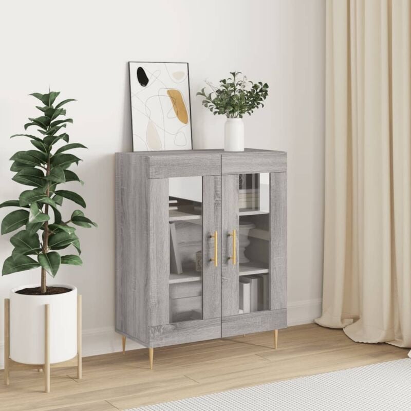 foto del prodotto credenza grigio sonoma 69,5x34x90 cm in legno multistrato vidaxl 750213