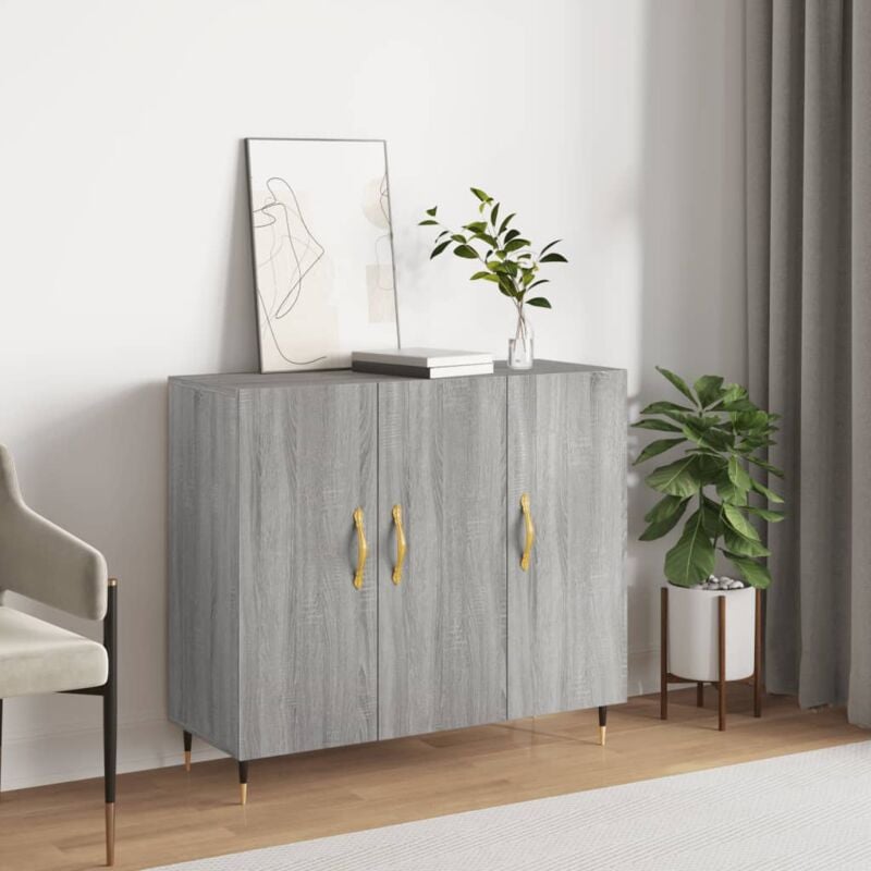 foto del prodotto credenza grigio sonoma 90x34x80 cm in legno multistrato vidaxl