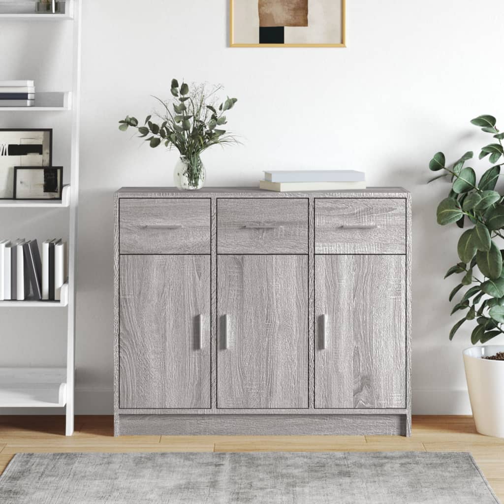foto del prodotto credenza grigio sonoma 91x28x75 cm in legno multistrato