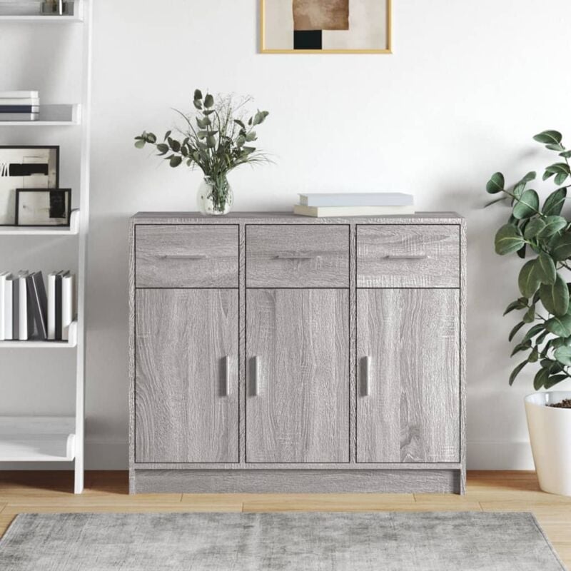 foto del prodotto credenza grigio sonoma 91x28x75 cm in legno multistrato vidaxl