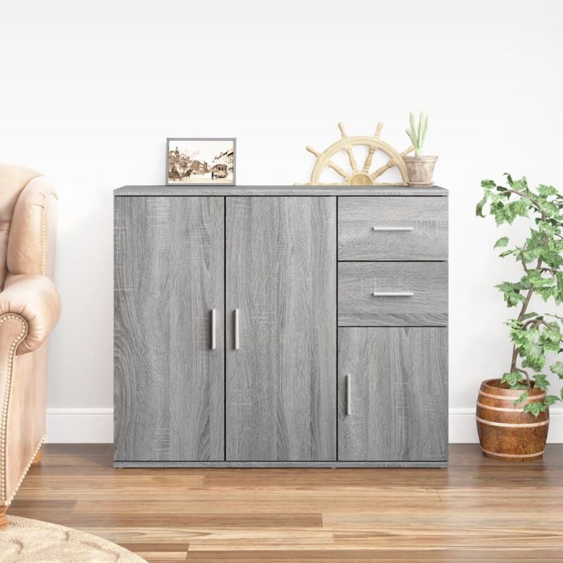 foto del prodotto credenza grigio sonoma 91x29,5x75 cm in legno multistrato vidaxl