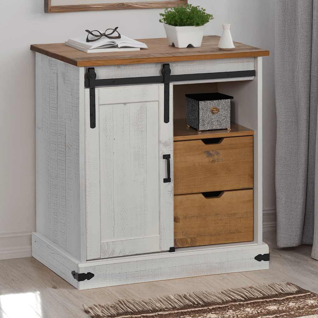 foto del prodotto credenza halden con anta scorrevole 80x40x80 cm legno massello