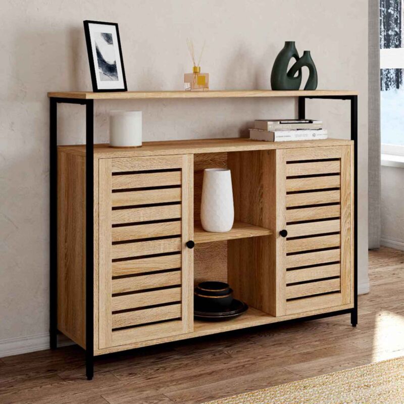 foto del prodotto credenza halifax di design industriale a 2 ante con ante a ribalta, 100 cm