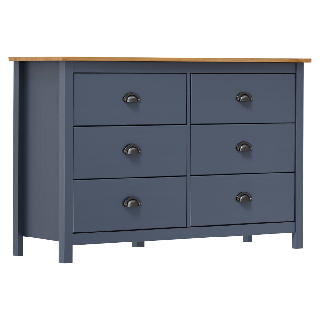 foto del prodotto credenza hill grigia 125x40x80 cm in legno massello di pino cod mxl 68499