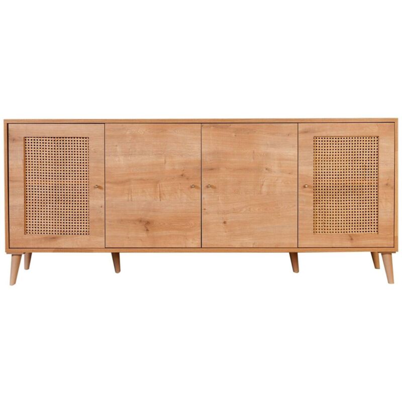 foto del prodotto credenza hypsipyle, buffet da soggiorno, madia da salotto, dispensa da cucina, 180x41 h81 cm, quercia dmora