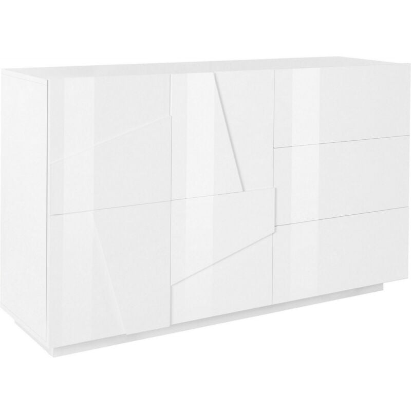 foto del prodotto credenza in legno con 2 ante e 3 cassetti madia bianco lucido ingresso