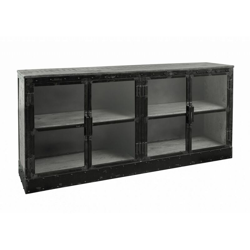 foto del prodotto credenza in legno di mango 180x40x90 grigio scuro laccato heavy industry 152