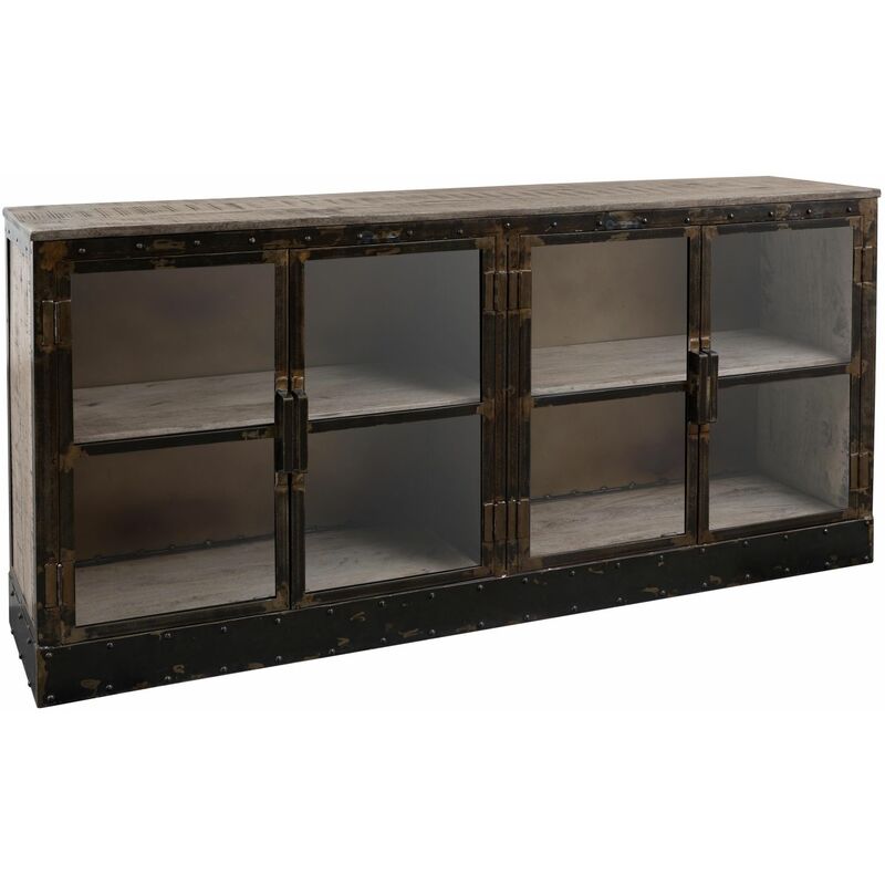 foto del prodotto credenza in legno di mango 180x40x90 marrone laccato heavy industry 252