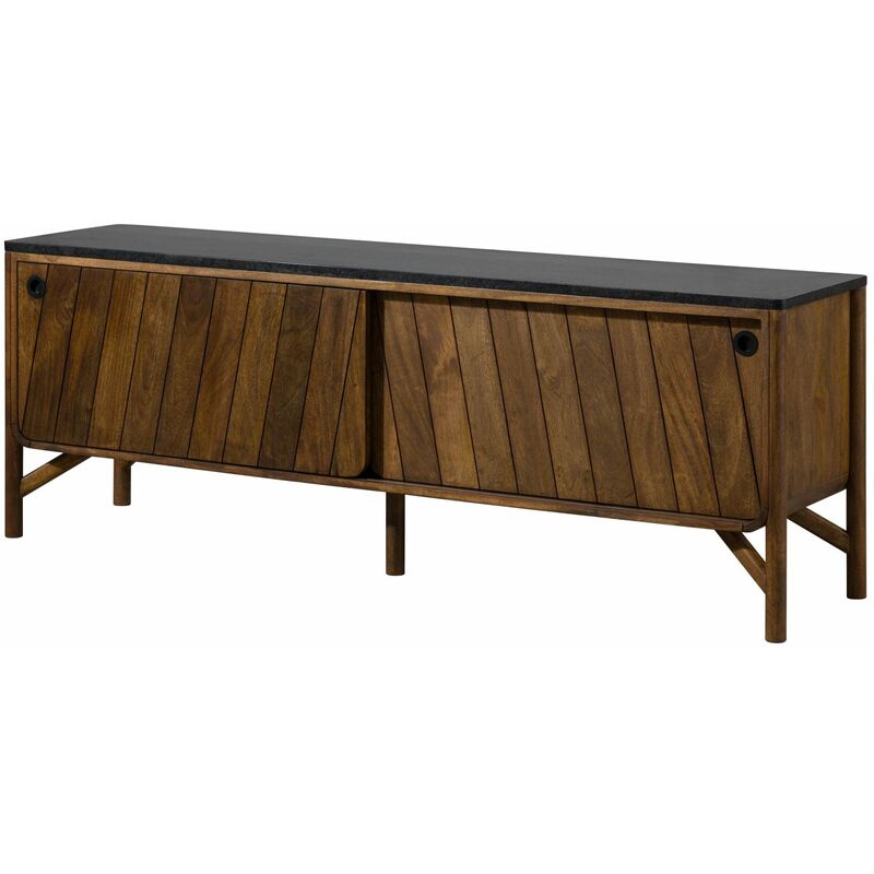 foto del prodotto credenza in legno di mango 185x45x65 marrone oliato granito scuro los angeles 107