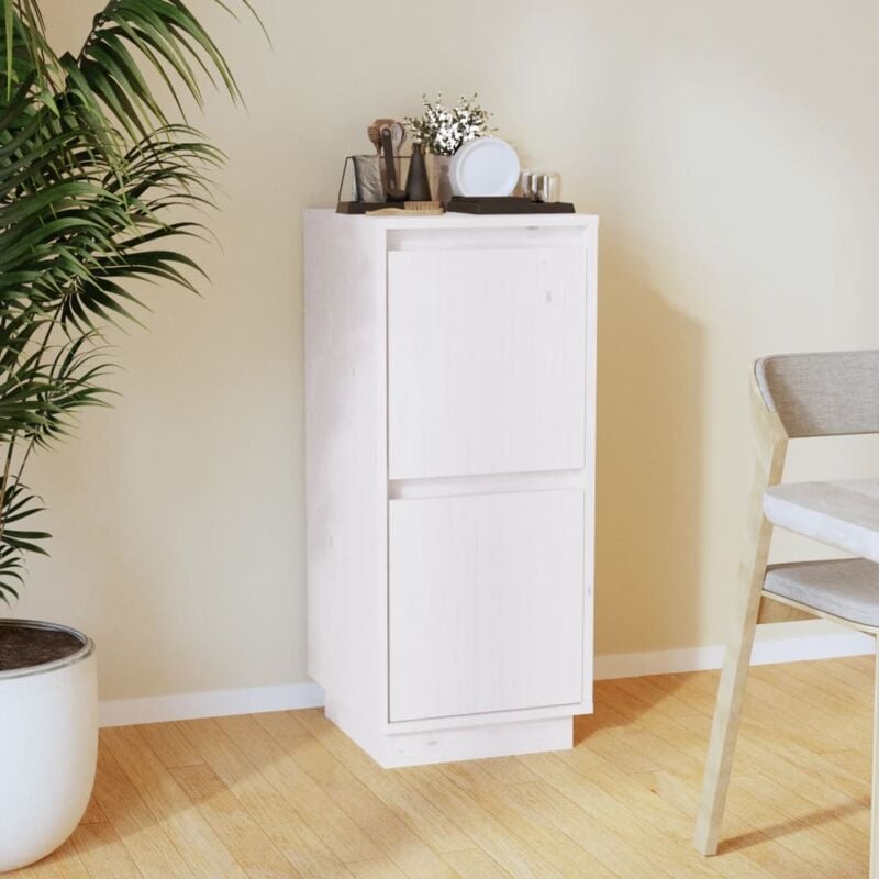 foto del prodotto credenza in legno di pino con 2 cassetti disponibile in vari colori colore bianco