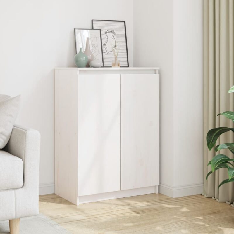 foto del prodotto credenza in legno di pino design elegante con 2 ante vari colori colore bianco