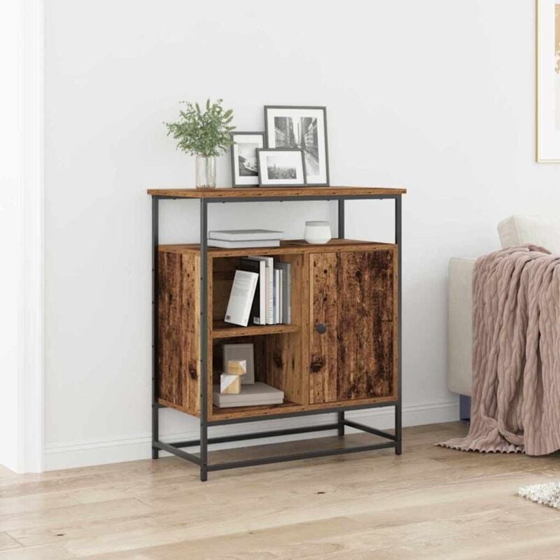 foto del prodotto credenza in legno invecchiato 69x35x80 cm legno ingegnerizzato e acciaio vidaxl