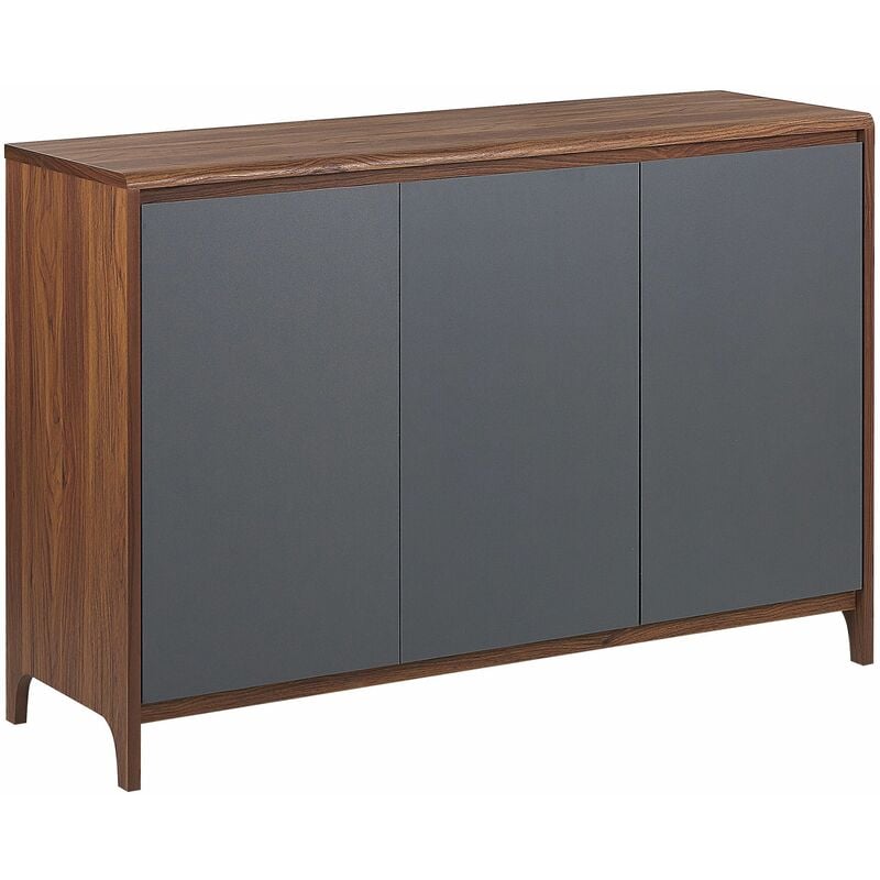 foto del prodotto credenza in legno scuro e grigio in legno 3 ante stile retro moderno medfort