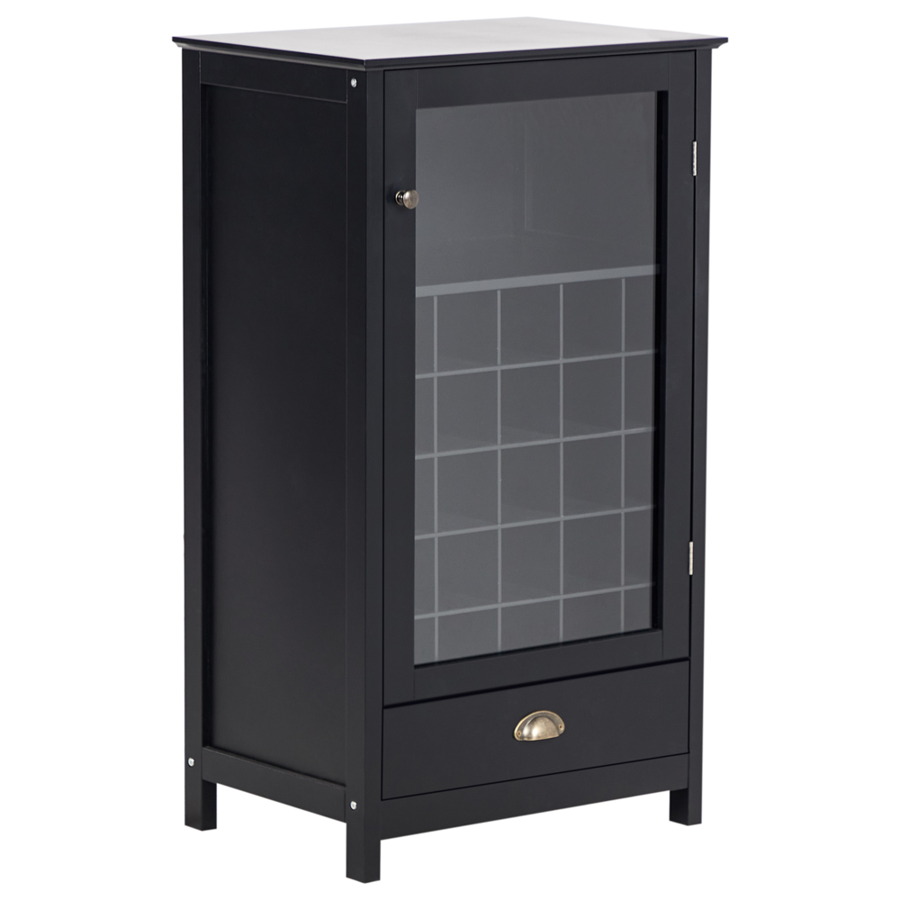foto del prodotto credenza in mdf nero con ripiani in vetro scaffale per vino credenza in stile tradizionale corridoio