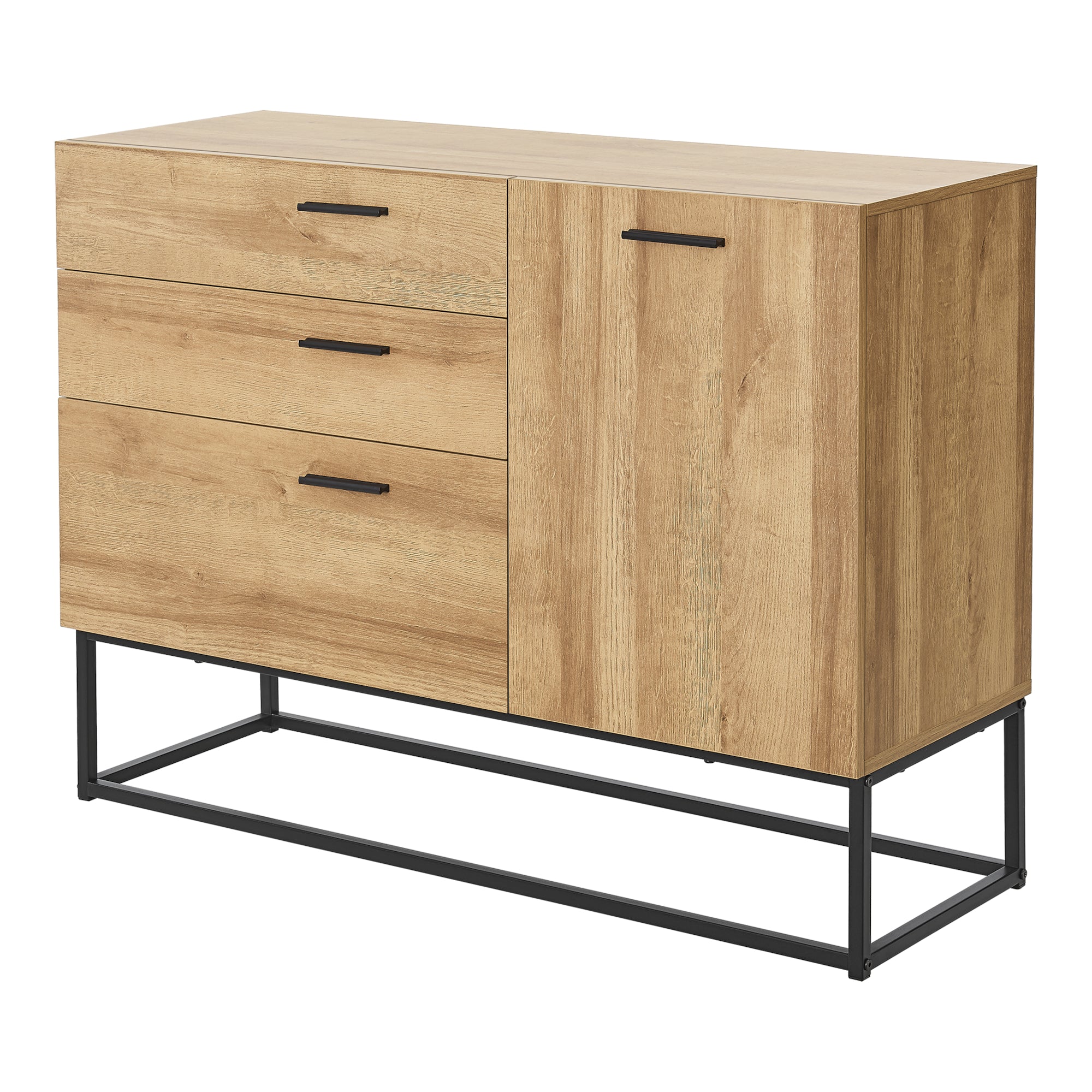foto del prodotto credenza in metallo 75 x 100 x 35 cm effetto rovere nero 03 0006611